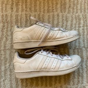 Adidas all white superstars